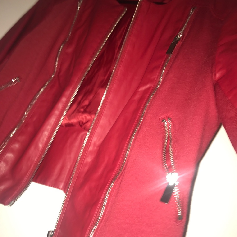 Bebe Jester Red Leather Jacket size small.